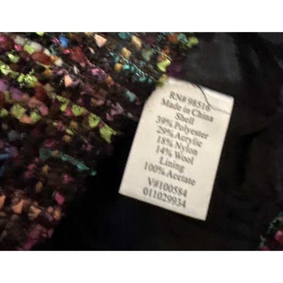 Coldwater Creek Womens Sz 10 Tweed Zip Blazer Jacket Multicolor Wool Blend Lined - Picture 4 of 5